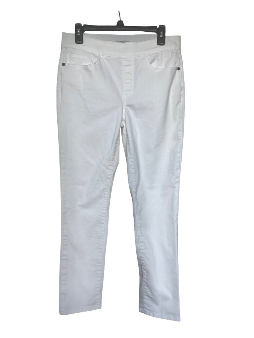 Croft & Barrow Sz 8 Pull On White Denim Jeans Straight Leg Relaxed Fit